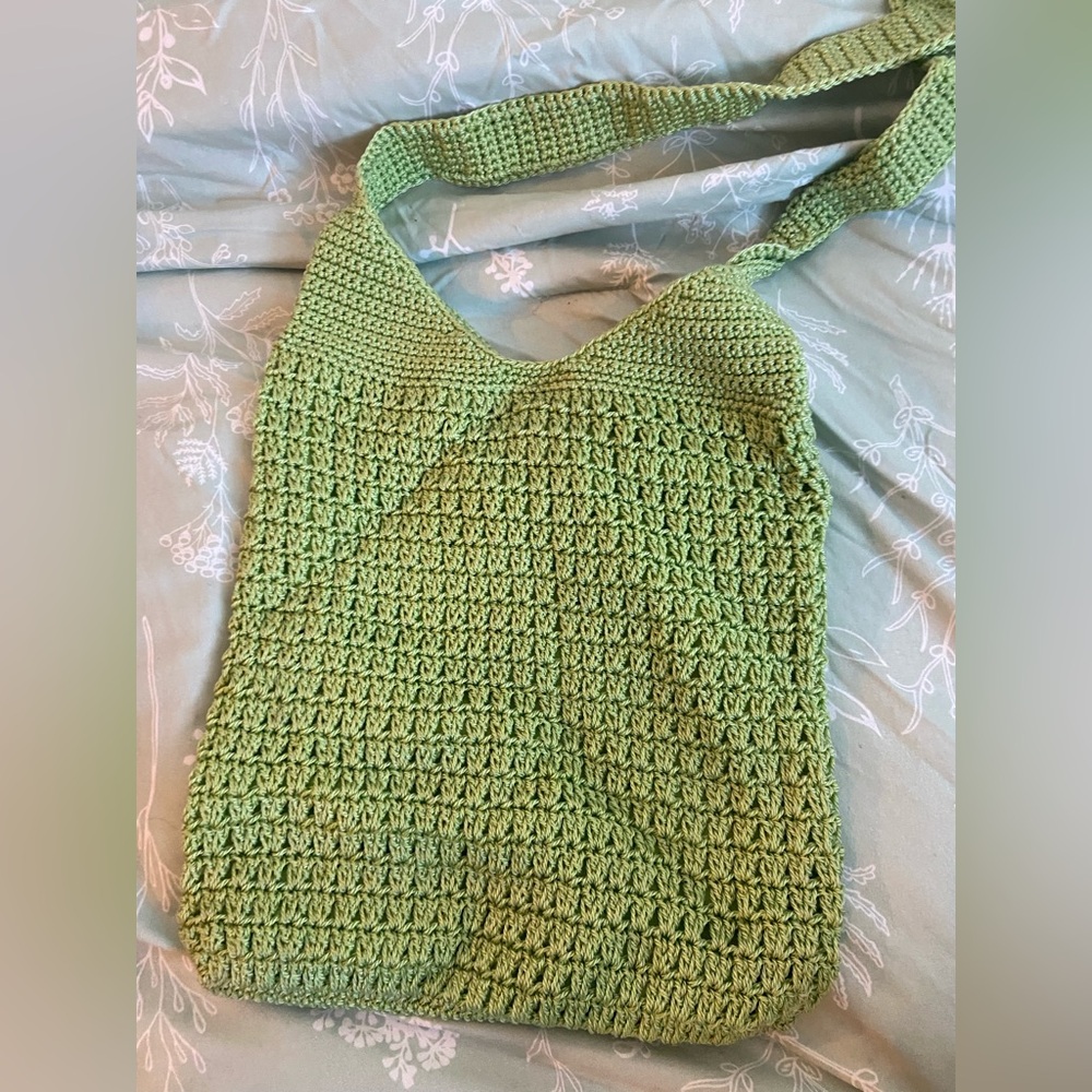 Green crochet bag